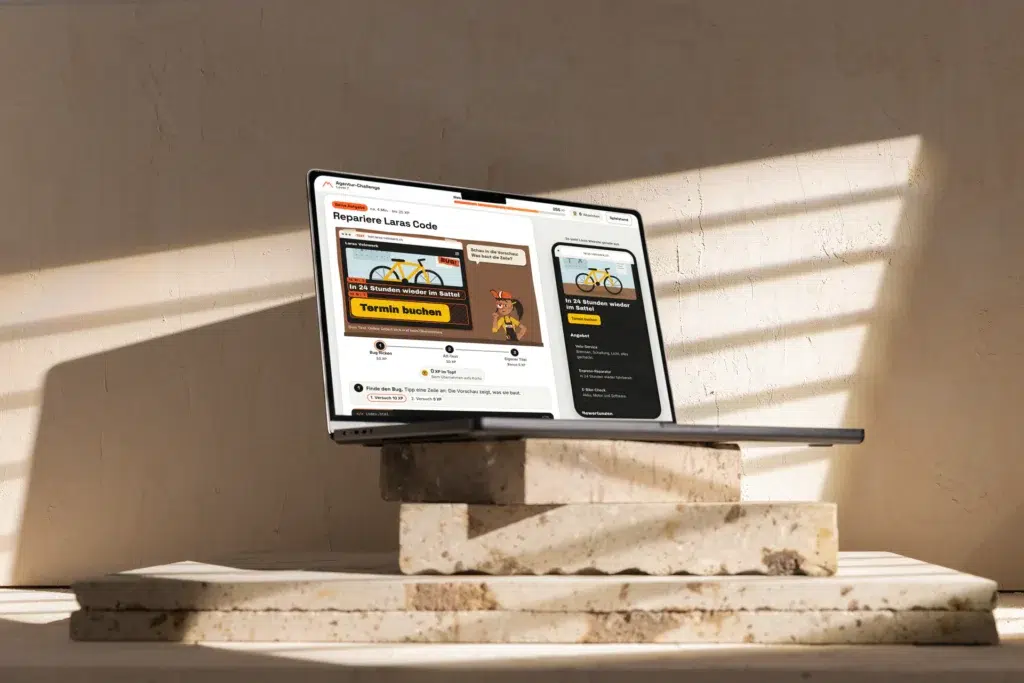 Level 7 der Schnupper-Challenge auf einem MacBook: Repariere Laras Code